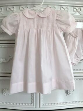 Petit Ami Light Pink Baby Dress with Peter Pan Collar